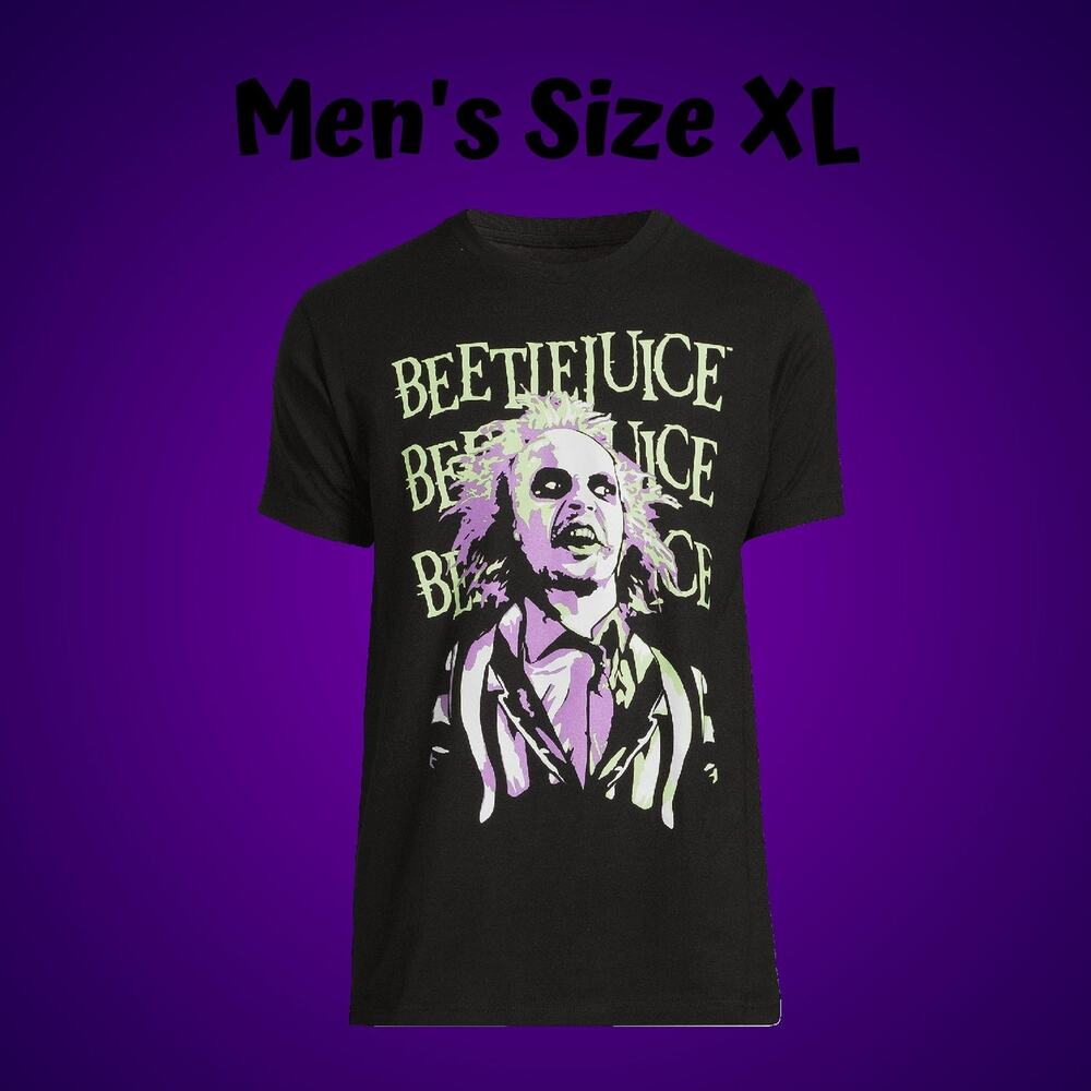 Mens BEETLEJUICE Graphic Crewneck T-shirt Black Size XL